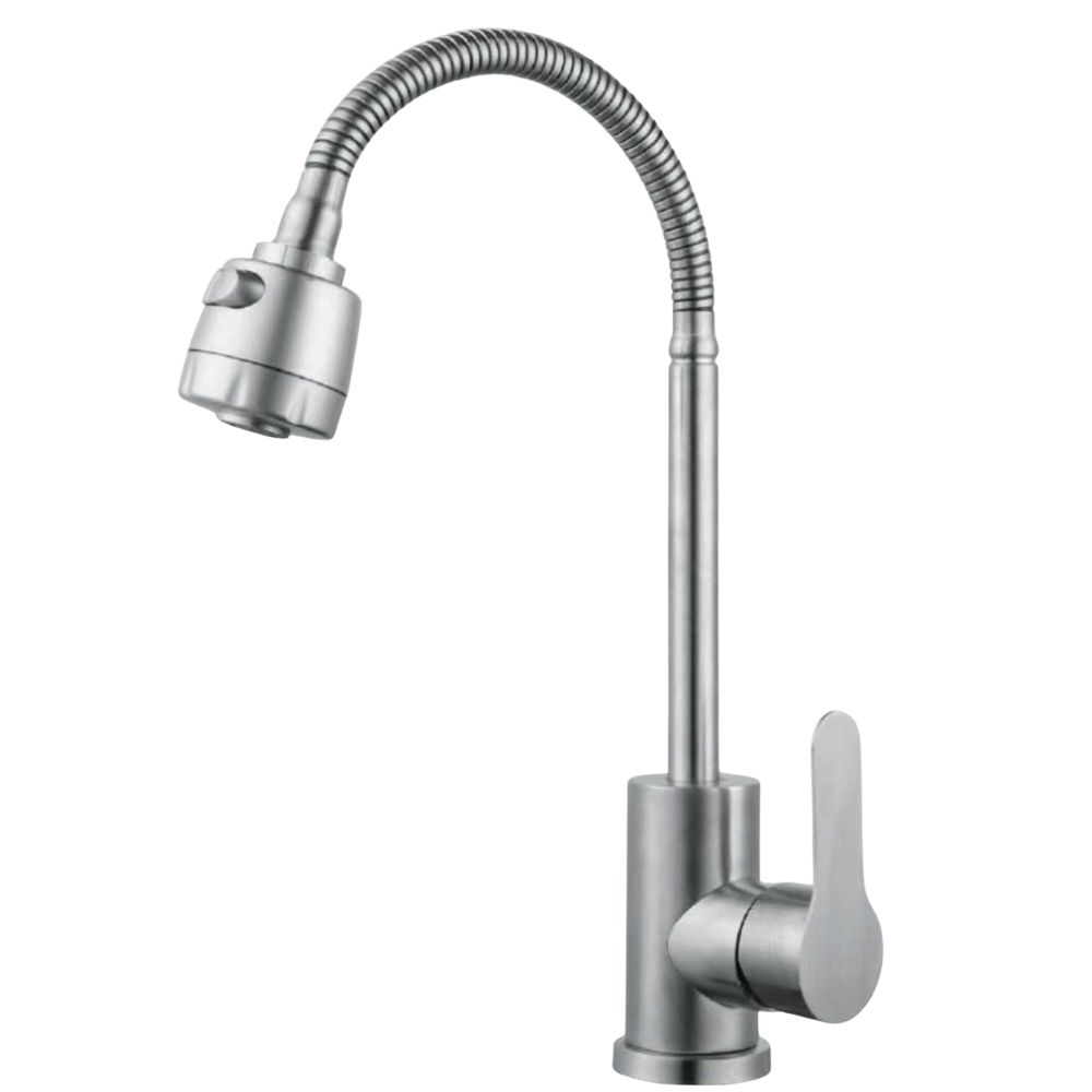 Baterie din inox pentru bucătărie cu furtun flexibil, Aquafix - 401, satin